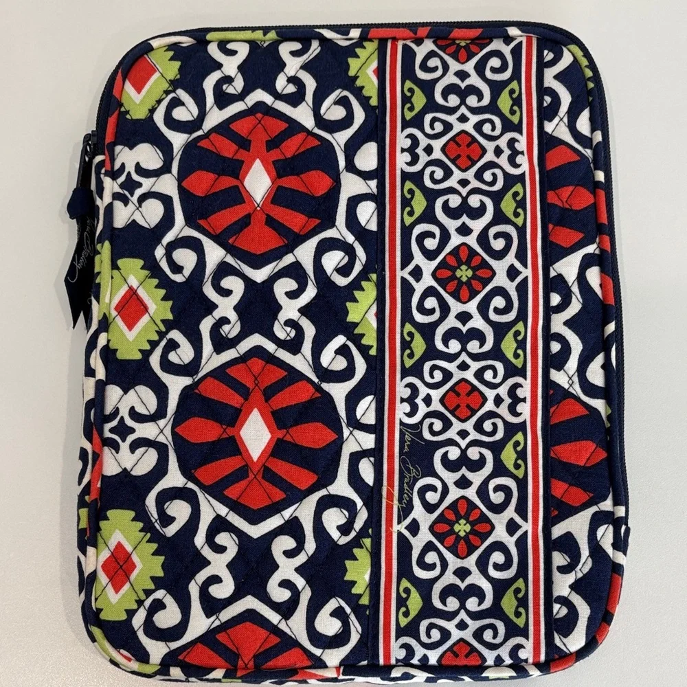 Vera Bradley Tablet Case in Navy, Red, and Green